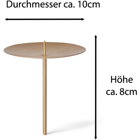 4x Novaliv Kerzenständer Kerzenpick, Kerzenpin, Kerzenhalter, 4x Mit Dorn 10 cm Gold
