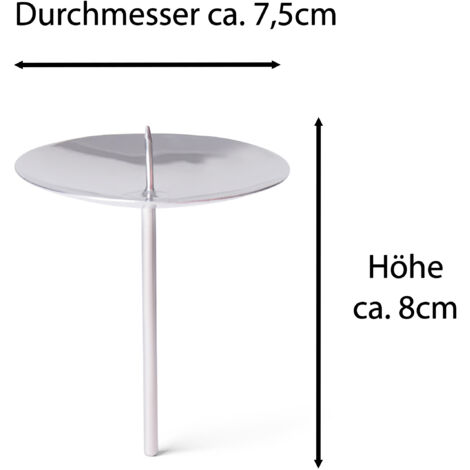 4x Novaliv Kerzenständer Kerzenpick, Kerzenpin, Kerzenhalter, 4x Mit Dorn 8 cm Silber
