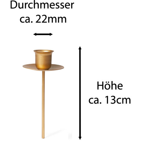 4x Novaliv Kerzenständer Stabkerze, Kerzenpin, Kerzenhalter, 4x Stabkerzen GOLD