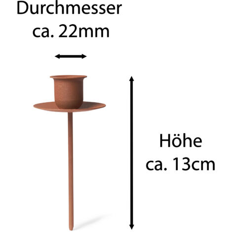 4x Novaliv Kerzenständer Stabkerze, Kerzenpin, Kerzenhalter, 4x Stabkerzen ROST