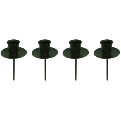 4x Novaliv Kerzenständer Stabkerze, Kerzenpin, Kerzenhalter, 4x Stabkerzen SCHWARZ