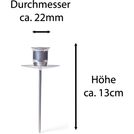 4x Novaliv Kerzenständer Stabkerze, Kerzenpin, Kerzenhalter, 4x Stabkerzen SILBER