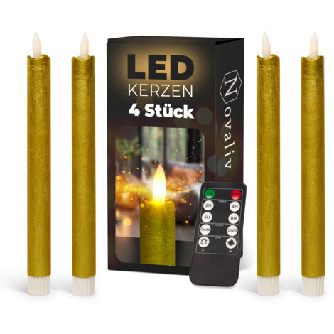 4x Novaliv LED Kerze Echtwachskerzen Gold