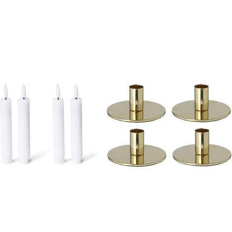 4x Novaliv Standkerzenhalter  Stabkerzenhalter 4 x 10cm Gold