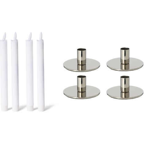 4x Novaliv Standkerzenhalter  Stabkerzenhalter 4 x 10cm Silber
