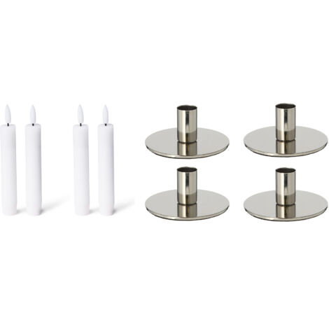4x Novaliv Standkerzenhalter  Stabkerzenhalter 4 x 10cm Silber