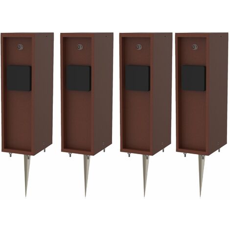 4x Novatool Gartensteckdose 4x Steckdosenverteiler 3-fach Braun mit Erdspieß Steckdosenleiste, Montageplatte, Dübel und Schrauben, Erdspieß