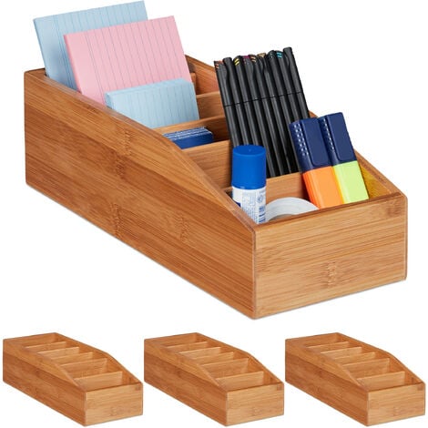 Organiser da scrivania in legno di frassino con stazione di ricarica