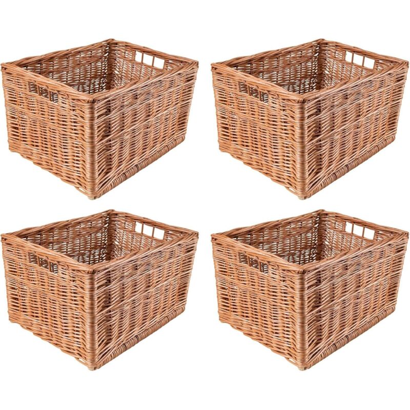 Creative Home - 4x Panier de Rangement en Osier Naturel - 40 x 30 x 24 cm