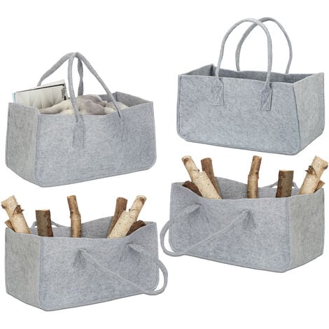 Panier à linge gris en forme de sac en feutre - Malaga - Bath Bazaar