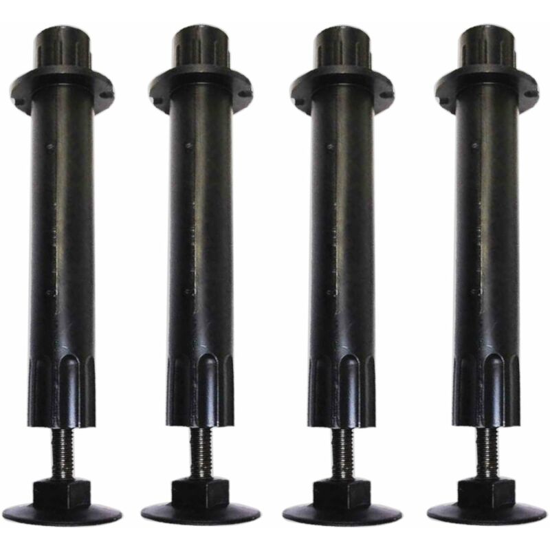 Cyclingcolors - 4x Pied de lit réglable 160mm tube en plastique noir ± 100mm Tube Sommier Latte Literie Patte Lit Cadre Ajustable