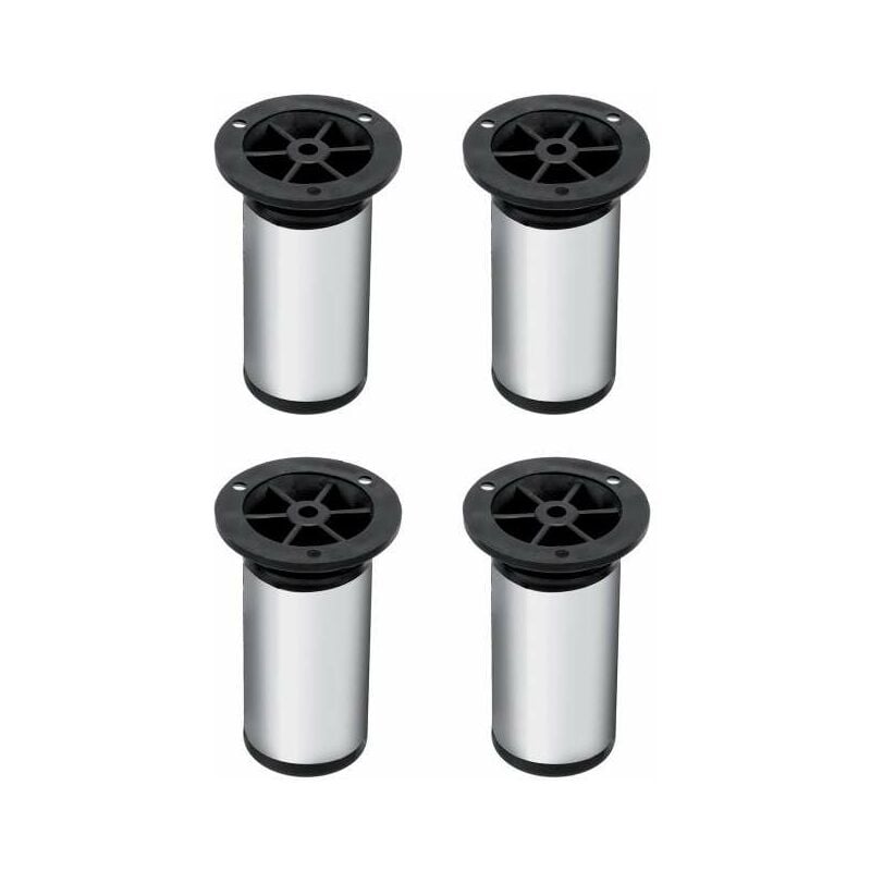 Cyclingcolors - 4x Pied de meuble 150mm ajustable ±25mm base ronde Ø50mm en acier finition chrome brillant Meuble tv Canapé Buffet Armoire Table Lit