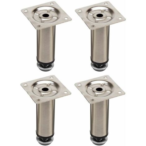 4x Pied de meuble ajustable ±13mm base ronde Ø30mm en acier finition chrome poli à visser Meuble TV Réglable Canapé Buffet Armoire Table Lit Bureau Bricolage, 100mm