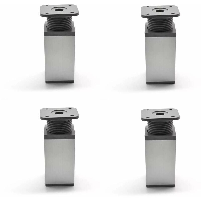 Cyclingcolors - 4x Pied de meuble ajustable ±15mm base carrée 40 x 40mm en plastique finition chromé poli à visser Meuble tv Réglable Canapé Buffet