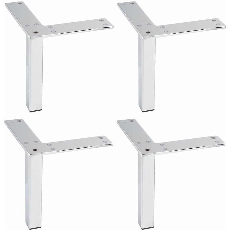 4x Pied de meuble angle droit style moderne contemporain Armoire Buffet Commode Canapé tv Lit Bureau Bricolage, 126mm finition chrome poli