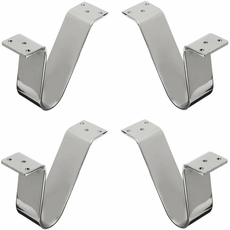 4x Pied de meuble en métal style moderne design Meuble tv Canapé Buffet Armoire Table Lit Bureau Bricolage, 120mm finition chrome poli