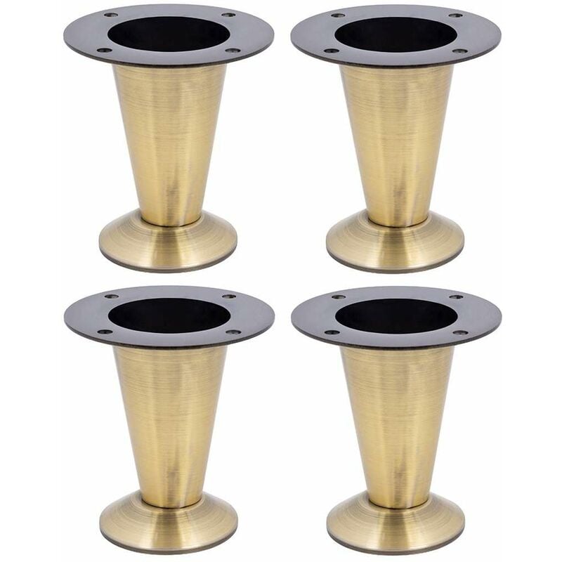 Cyclingcolors - 4x Pied de meuble laiton vintage non ajustable base conique à visser finition laiton vieilli Meuble tv Canapé Buffet Armoire Table