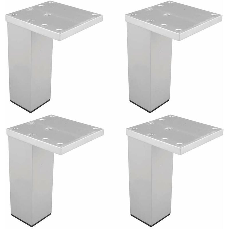 Cyclingcolors - 4x Pied de meuble non ajustable forme carrée à visser finition aluminium Meuble tv Canapé Buffet Armoire Table Lit Bureau Bricolage,