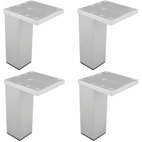 4x Pied de meuble non ajustable forme carrée à visser finition aluminium Meuble TV Canapé Buffet Armoire Table Lit Bureau Bricolage, hauteur 80mm