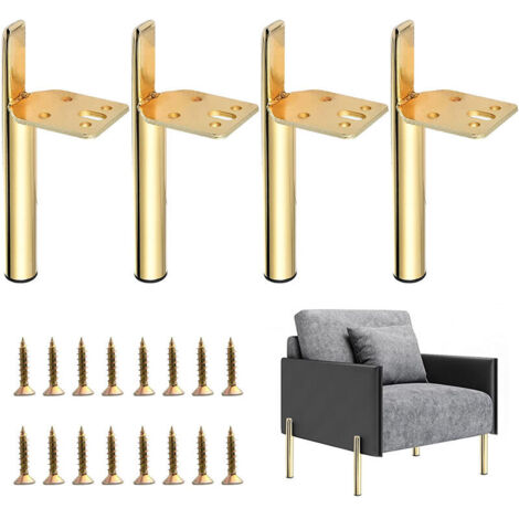 4x Pied de Table Basse en Métal de 15cm Pied pour Meuble de Bricolage avec Vis Doré