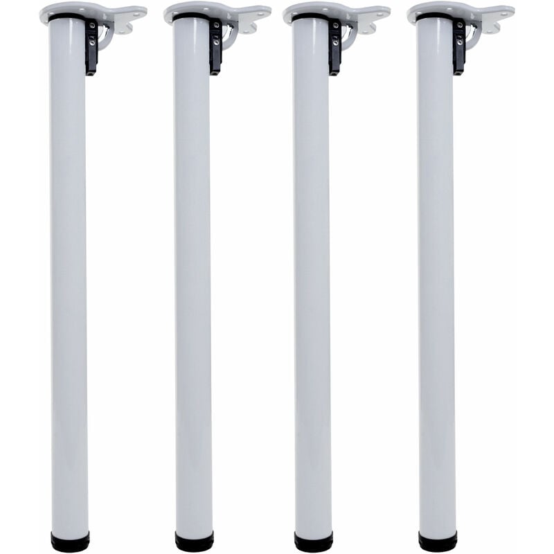 Jamais utilisé] 4x pied de table HHG 890, pour table à manger de bureau pied de table cadre de table, pliable 72cm, blanc