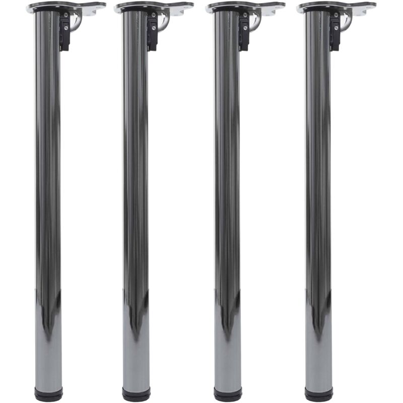 Jamais utilisé] 4x pied de table HHG 890, pour table à manger de bureau pied de table cadre de table, pliable 72cm, look inox