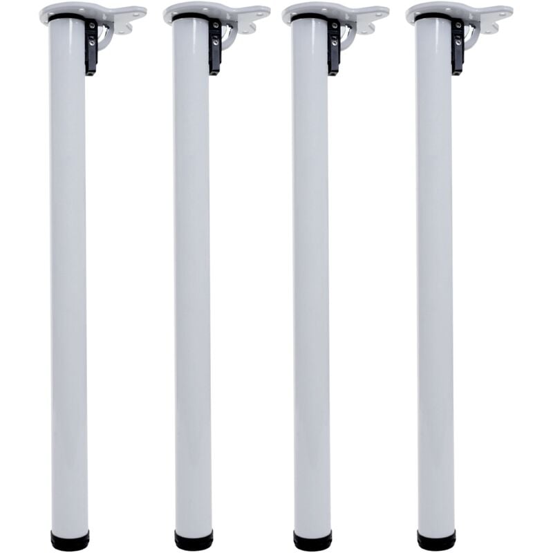 4x pied de table HHG 890, pour table à manger de bureau pied de table cadre de table, pliable 72cm, blanc