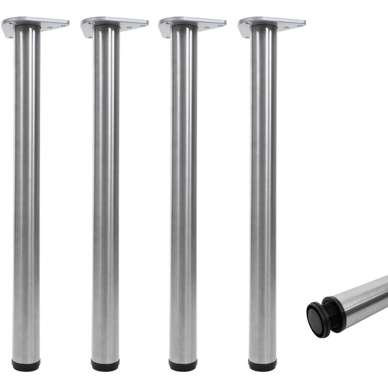 Mendler - 4x pied de table HWC-H36, pour table à manger, cadre de table, 73cm acier inoxydable