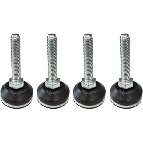 4x Pied réglable vérin vis de réglage avec patin téflon PTFE Ajustable Poussoir Butée Meuble Outillage Table Bureau Collectivité Loisir, M10x40mm