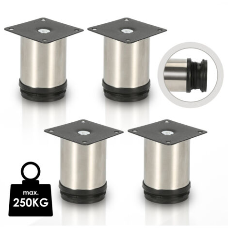 4X Piedistallo Mobili Piedi Armadio Gambe Letto Regolabile-Acciaio Inox-50mm