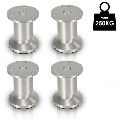 4X Piedistallo Mobili Piedi Armadio Gambe Letto Regolabile-Acciaio  Inox-50mm