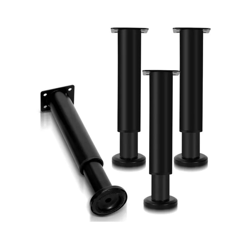 Tonchean - 4X Pieds de meuble 18-30cm Extensible(Noir) Pieds de socle Pied de support Pied d'armoire Réglable Pieds de socle hôtel Pieds