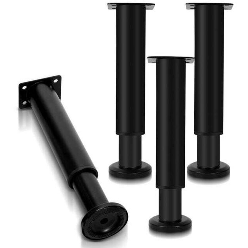 Treetalk - 4X Pieds de meuble 18-30cm Extensible(Noir) Pieds de socle Pied de support Pied d'armoire Réglable Pieds de socle hôtel Pieds