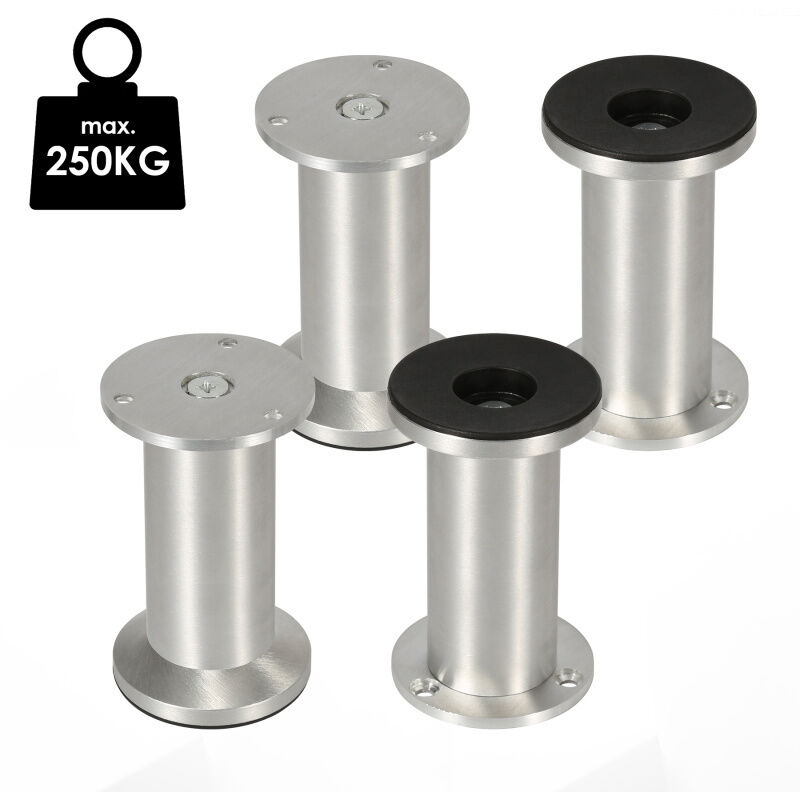 Vingo - 4X Pieds de meuble Pieds de socle Pieds réglables Pieds de canapé Pieds de meuble Réglables-Aluminium-120mm