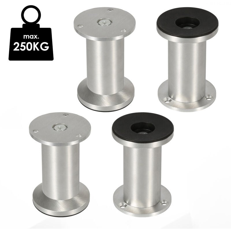 4X Pieds de meuble Pieds de socle Pieds réglables Pieds de canapé Pieds de meuble Réglables-Aluminium-150mm