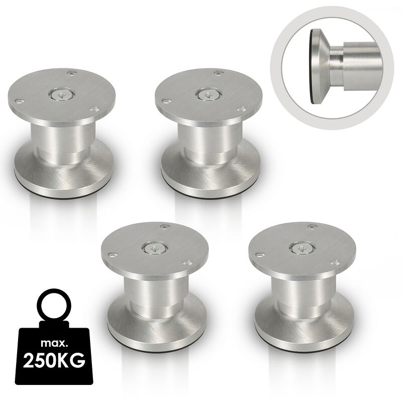 4X Pieds de meuble Pieds de socle Pieds réglables Pieds de canapé Pieds de meuble Réglables-Aluminium-60mm