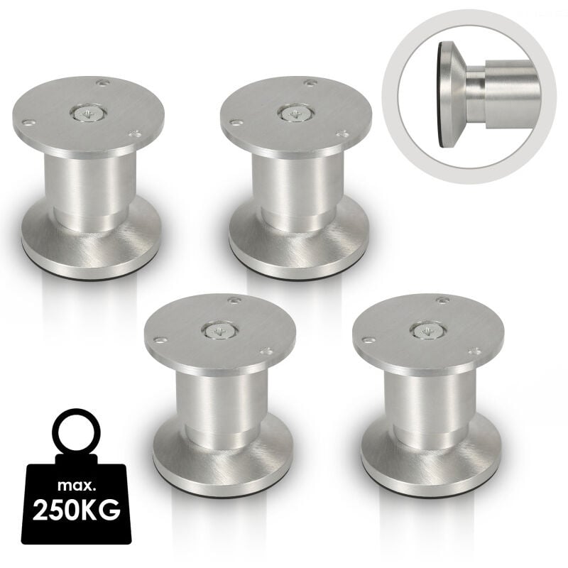 Swanew - 4X Pieds de meuble Pieds de socle Pieds réglables Pieds de canapé Pieds de meuble Réglables-Aluminium-60mm