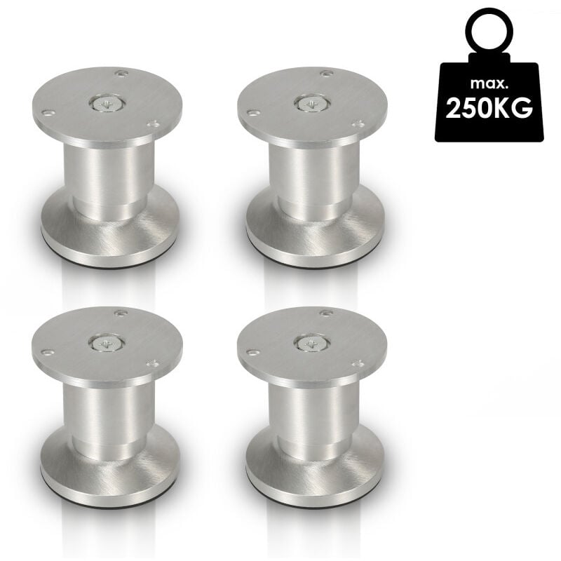 Swanew - 4X Pieds de meuble Pieds de socle Pieds réglables Pieds de canapé Pieds de meuble Réglables-Aluminium-80mm
