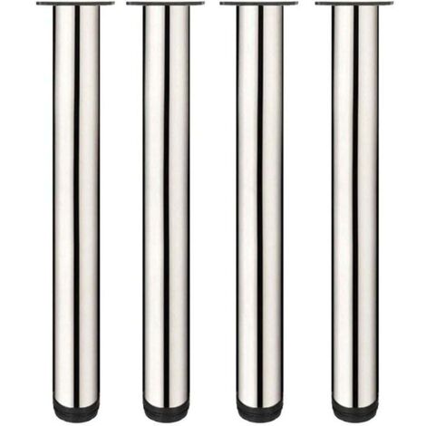 4x Pieds de Meuble Reglable Pieds de Table en Acier Inoxydable avec Vis - 50cm