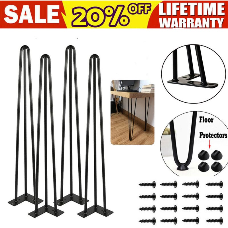 Dayplus - 4x pieds de table en épingle à cheveux Pieds de table Hairpin Leg 34 pouces Pieds de meuble
