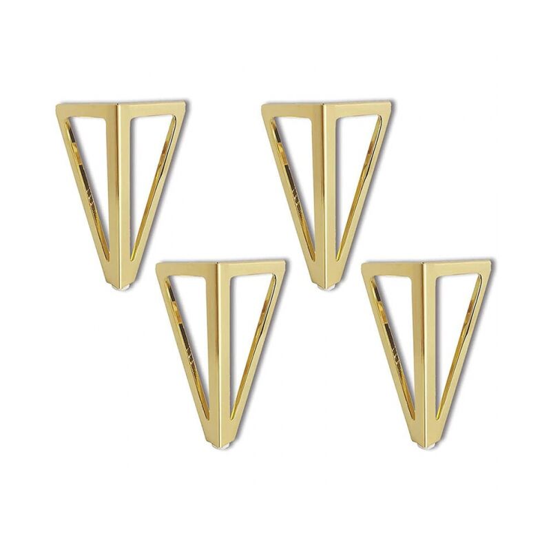 Serbia - 4x Pieds de Table en Métal Triangulaires 15cm Pieds de Meuble Style Moderne pour Armoires Canapés Lit Doré