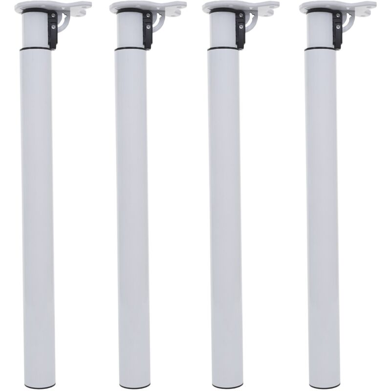 Jamais utilisé] 4x pieds de table HHG 892, pour table à manger, pied de bureau, réglable en hauteur 70-110cm, blanc