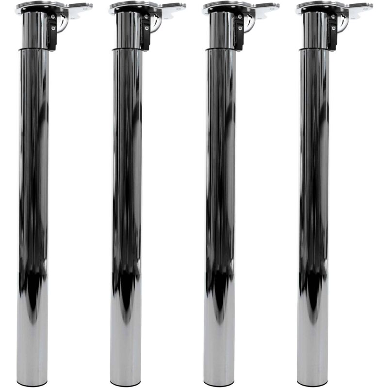 4x pieds de table HHG 892, pour table à manger, bureau, réglable en hauteur 70-110cm, aspect acier inoxydable