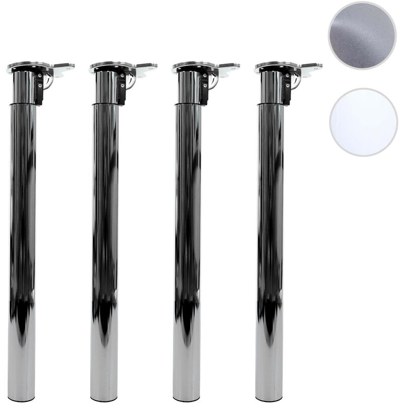 4x pieds de table HWC-H35, pour table à manger, pied de bureau, réglable en hauteur 70-110cm - blanc