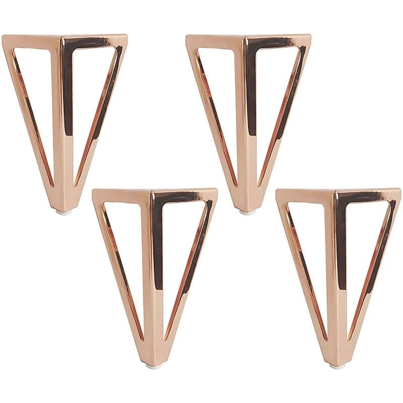 4x pieds de table triangulaires en métal 15 cm style moderne armoire canapé-lit pieds de meubles en or rose