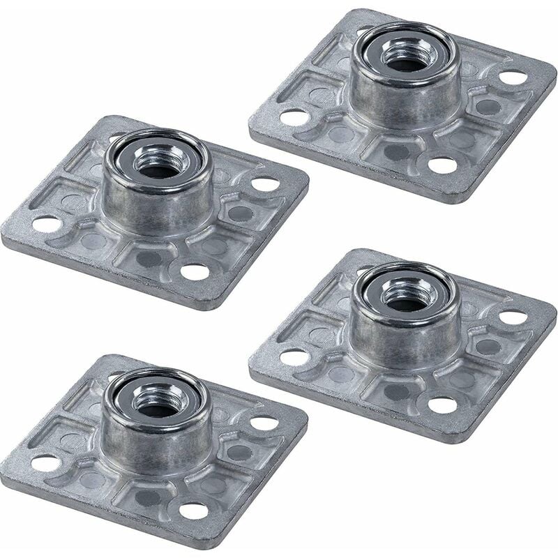 4x Plaque de fixation embase carrée 47,5 x 47,5mm avec filetage M8 pour pied de table à visser Meuble Montage Connecteur Bride Adaptateur Support
