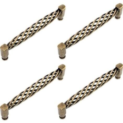 4X Poignées de Porte Cuisine Creux Vintage avec Vis Boutons pour Meubles Armoires Commodes - Bronze/128mm