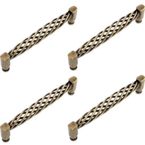 4X Poignées de Porte Cuisine Creux Vintage avec Vis Boutons pour Meubles Armoires Commodes - Bronze/128mm