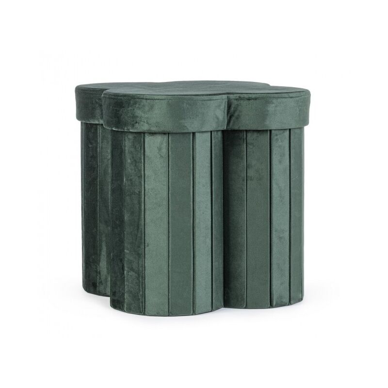 4x Pouf in velluto verde 40x40x40 h