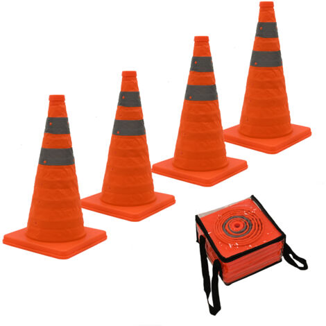 4x Pylon faltbar 45 cm Leitkegel Warnkegel Verkehrskegel Sicherheitskegel reflektierend